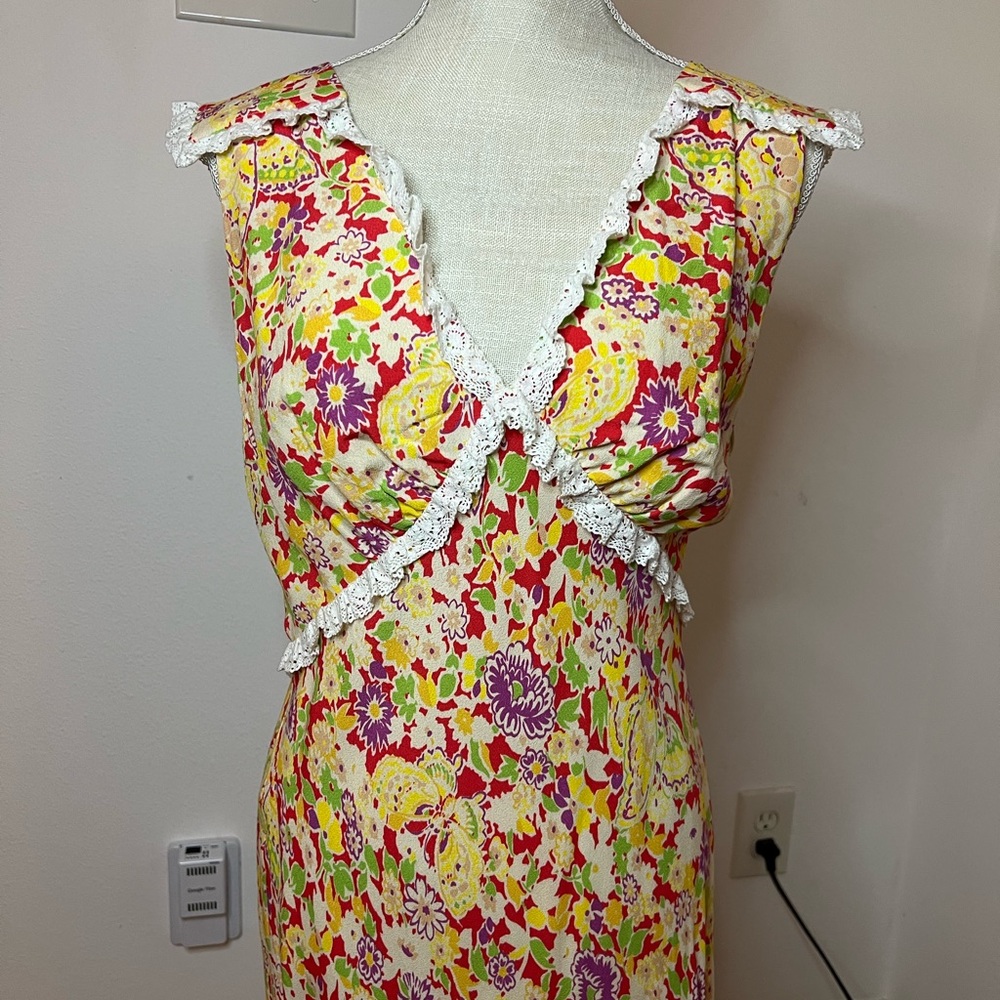 RIXO STORM Red Summer Meadow Maxi Dress NWT